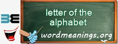 WordMeaning blackboard for letter of the alphabet